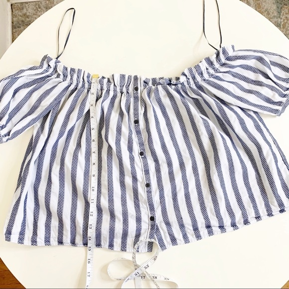 ZARA Trafaluc Collection Off Shoulder Stripe Crop Top Women’s Size Medium - Picture 2 of 5